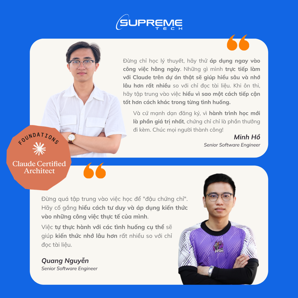Lời nhắn gửi sau khi đạt Claude Certified Architect – Foundations tại SupremeTech
