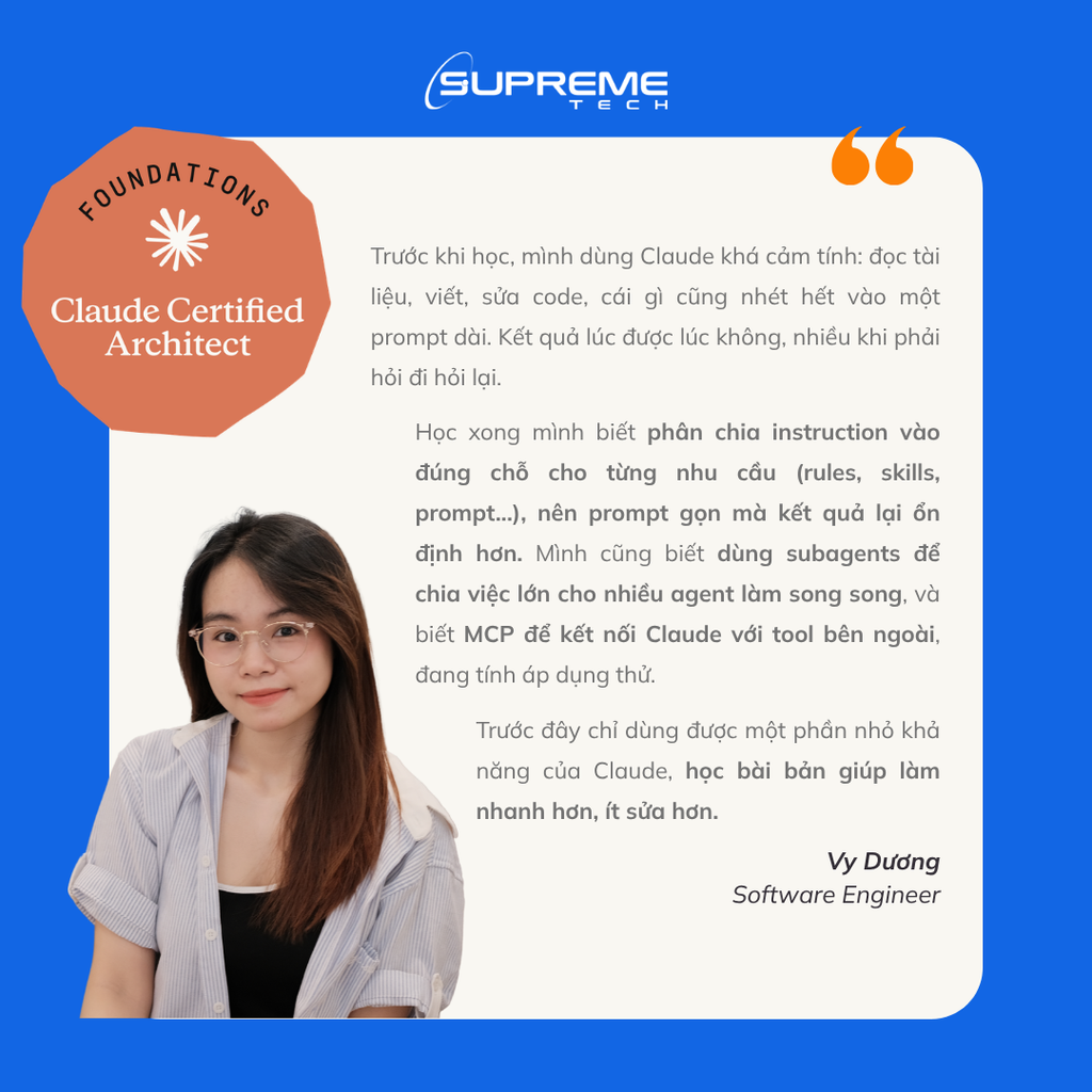 Sự thay đổi sau khi đạt Claude Certified Architect – Foundations tại SupremeTech